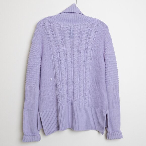Kit and Ace Merino Cableknit Turtleneck Sweater Liliac Purple - Picture 3 of 13